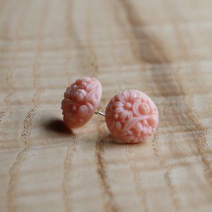 Pale Pink Floral Stud Earrings